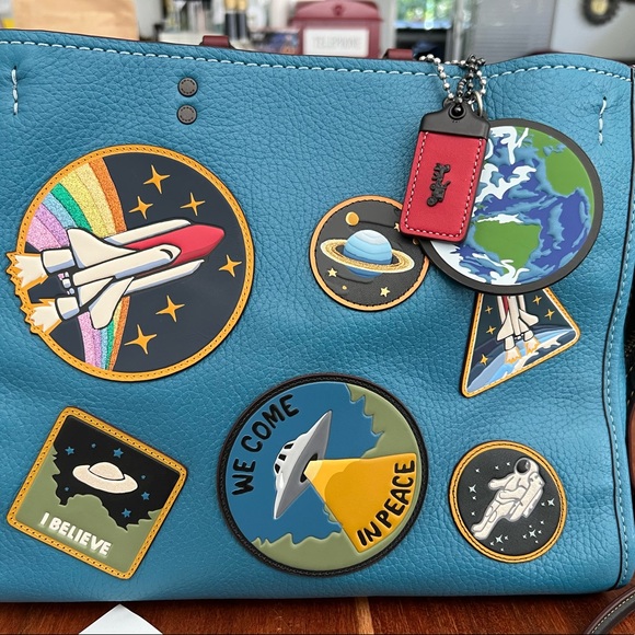 LIKE NEW WITH TAGS Coach NASA Rogue Bag blue leather - Picture 1 of 11